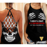 Taken by a crazy heavy equipment Criss-Cross Open Back Camisole Tank Top Legging