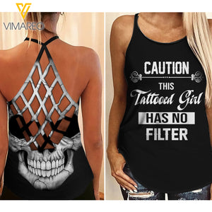 Tattooed Girl Criss-Cross Open Back Camisole Tank Top FLT