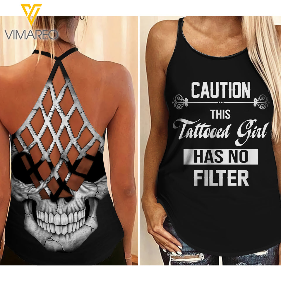 Tattooed Girl Criss-Cross Open Back Camisole Tank Top FLT