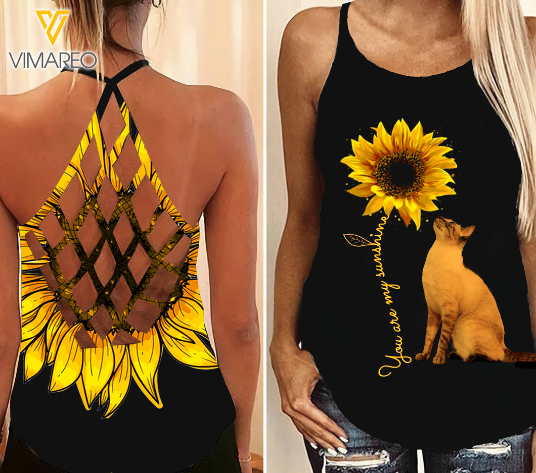 Cat Criss-Cross Open Back Camisole Tank Top ZD0104