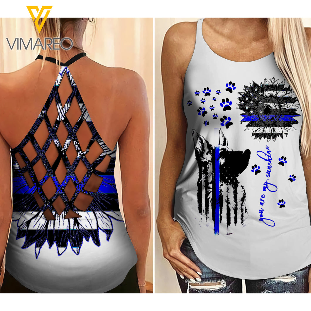 German Shepherd Police CRISS-CROSS OPEN BACK CAMISOLE TANK TOP