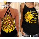 SOFTBALL MAMA SUNFLOWER CRISS-CROSS TANK TOP