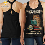Owl with Books Lady Cosmic Twisted Back Tank