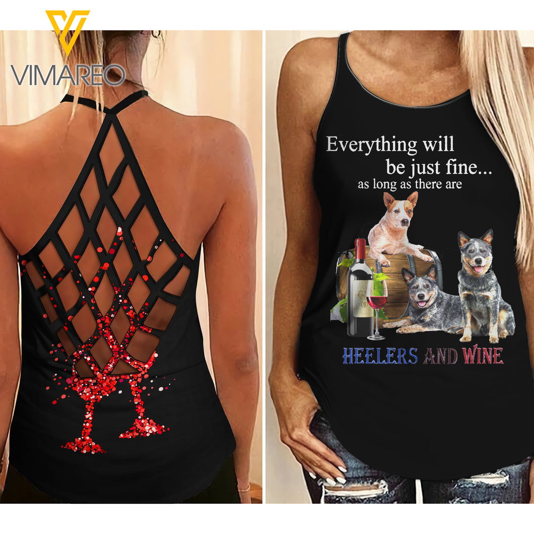 Heelers And Wine Criss-Cross Open Back Camisole Tank Top
