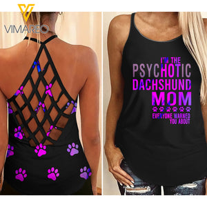 HOT DACHSHUND MOM CRISS-CROSS TANK TOP