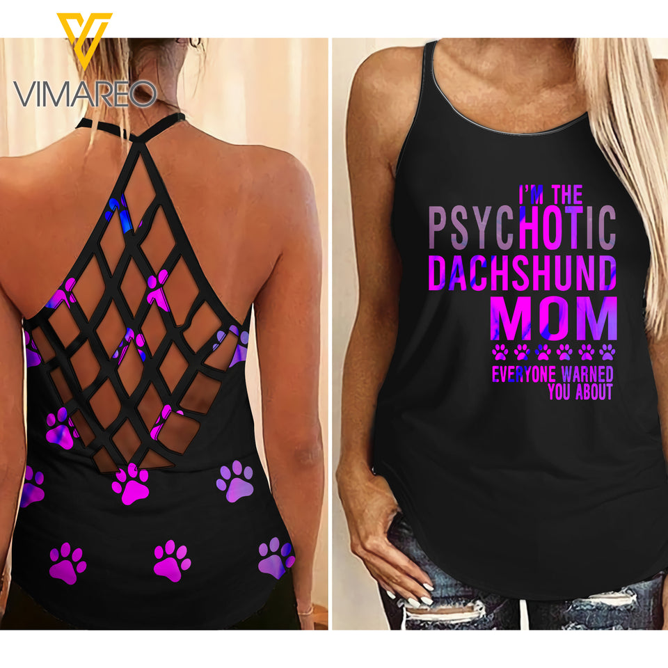 HOT DACHSHUND MOM CRISS-CROSS TANK TOP