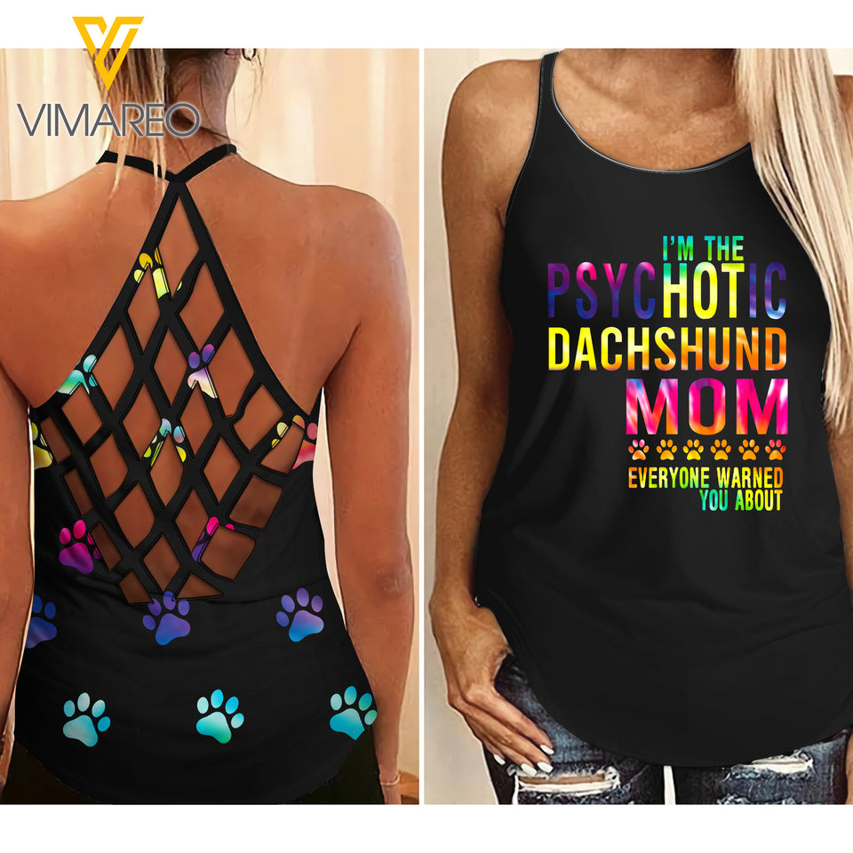 HOT DACHSHUND MOM CRISS-CROSS TANK TOP