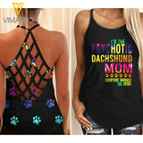 HOT DACHSHUND MOM CRISS-CROSS TANK TOP