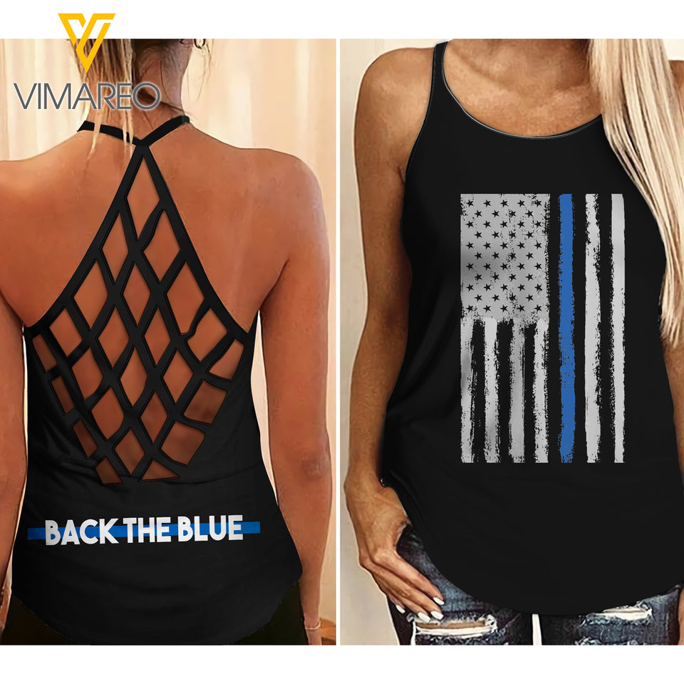 Police Criss-Cross Open Back Camisole Tank Top MAR-MQ25