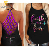 Faith Over Fear Criss-Cross Open Back Camisole Tank Top MAR-MQ23