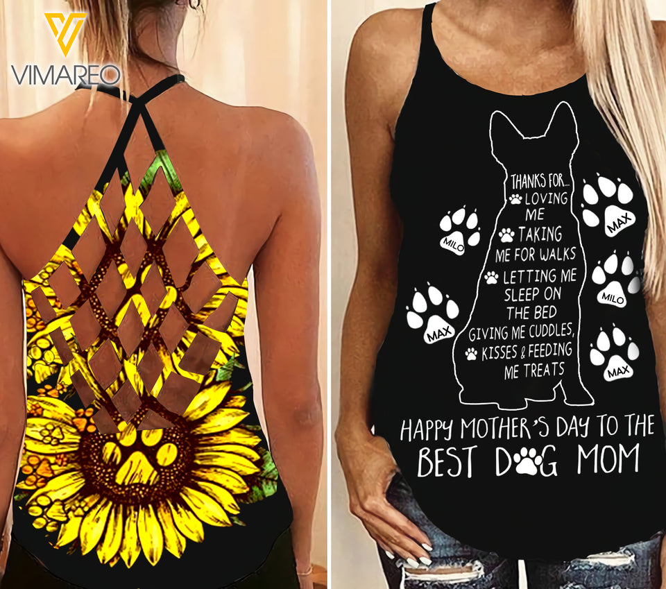 PHN Personalized Heeler Dog Criss-Cross Open Back Camisole Tank Top APR-MD10