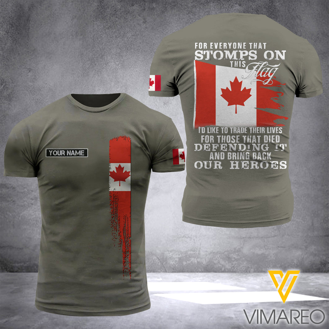 Customized Canada Flag 3D PRINTED TSHIRT 2804NGBD
