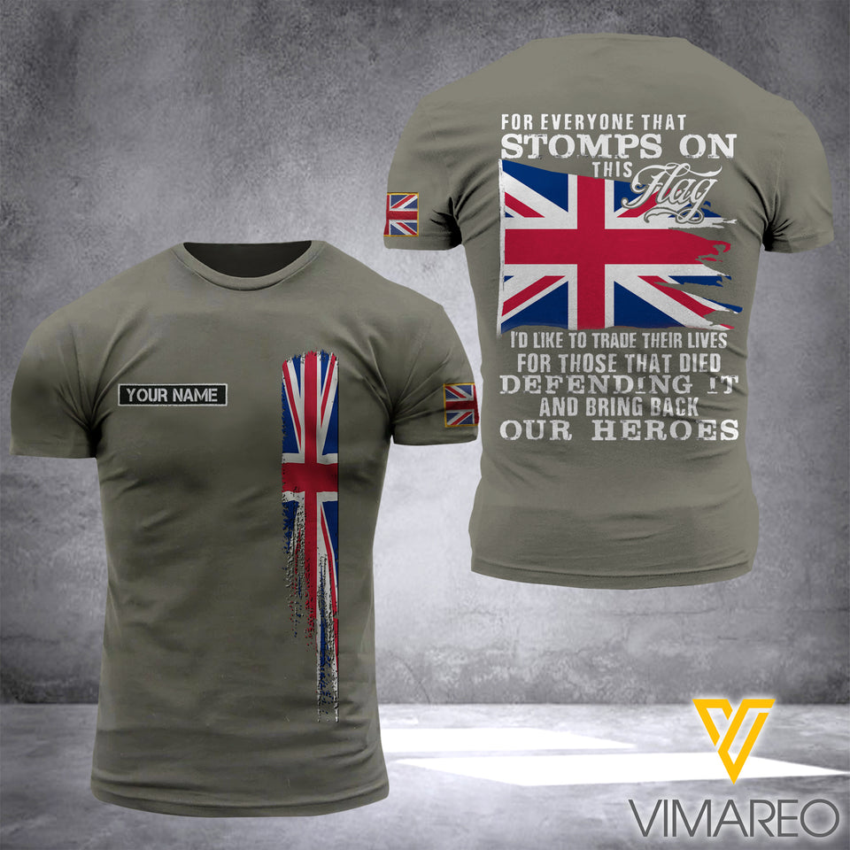 Customized UNITED KINGDOM Flag 3D PRINTED TSHIRT 2904NGBD