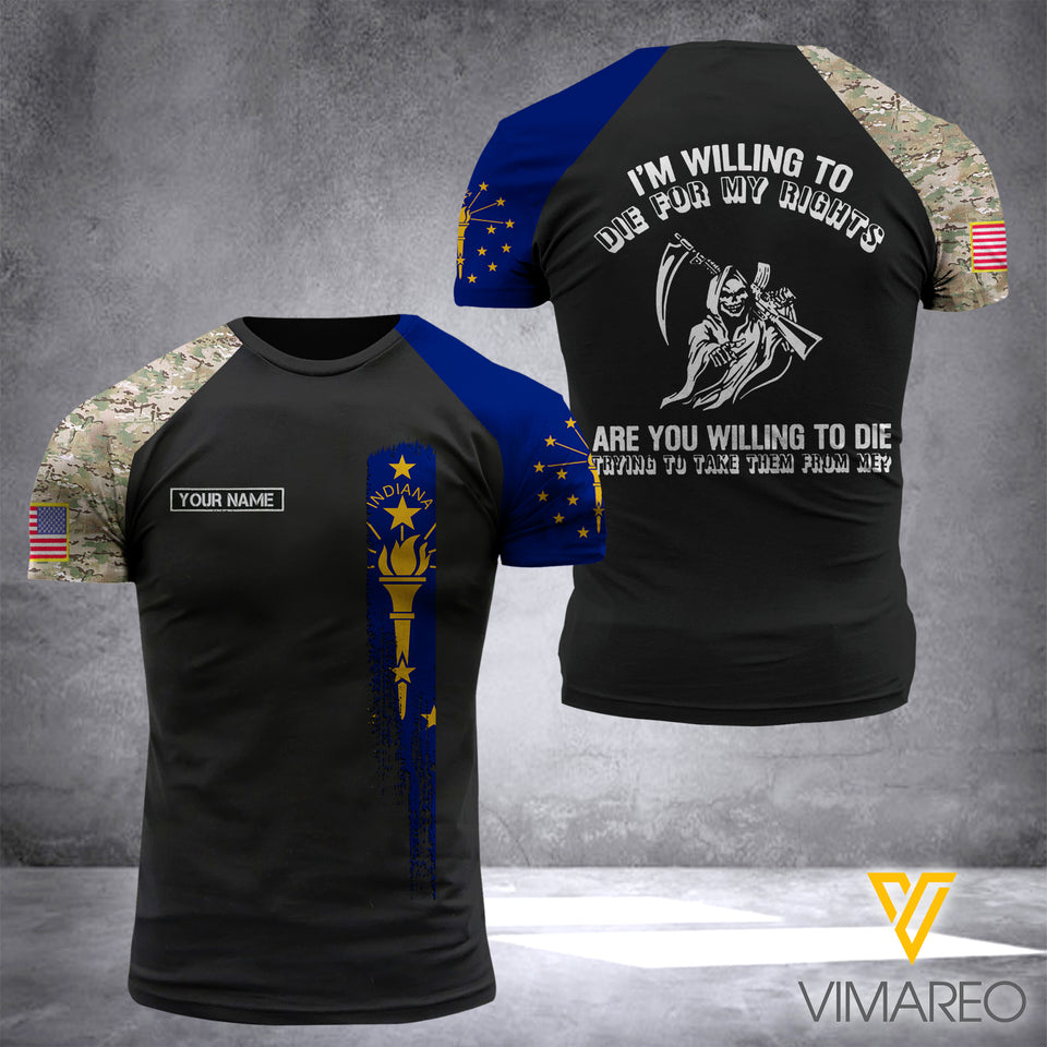 Customized Indiana Flag 3D PRINTED SHIRT 0204NGBD