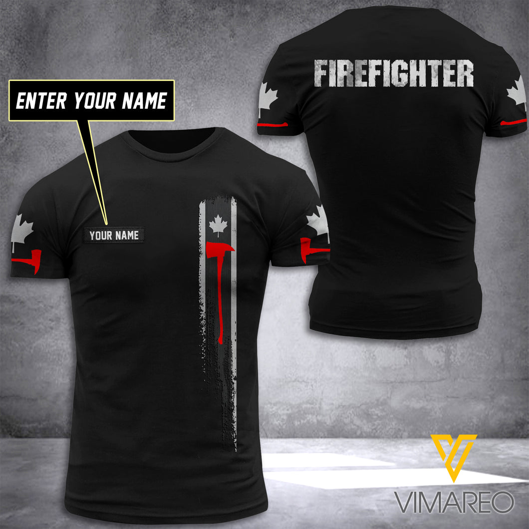 Customized Canada Firefighter 3D Printed Shirt