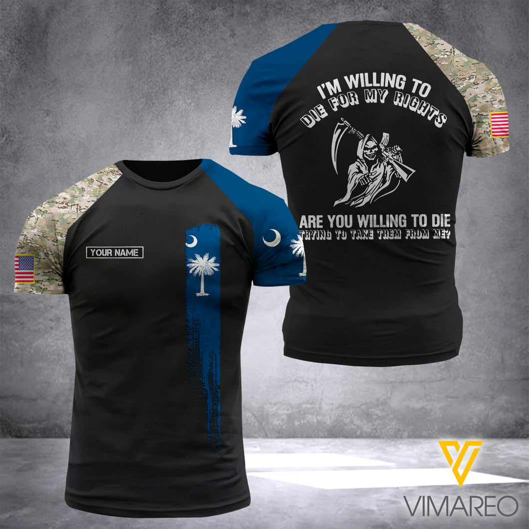 Customized South Carolina Flag 3D PRINTED SHIRT 0504NGBD