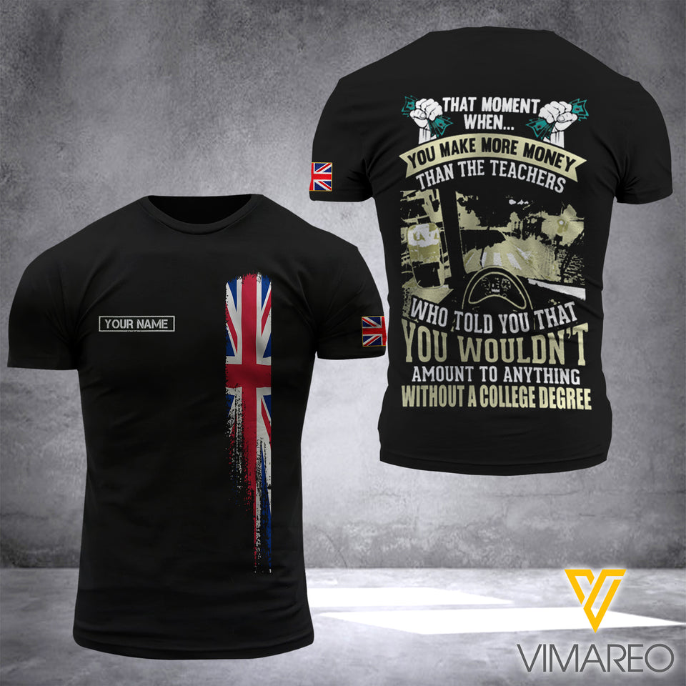 Customized UK Trucker Flag 3D PRINTED SHIRT 0907D