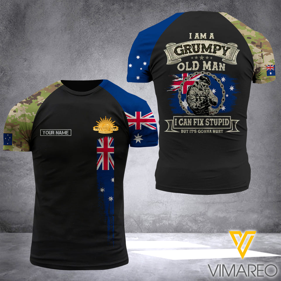 Customized Australian Old Man 3D Printed Combat Shirt EZD200521