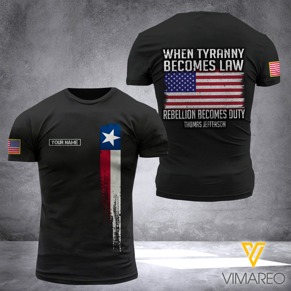 KHMD Customized WTPP BECOMES LAW TEXAS 3D Printed Shirt 0604