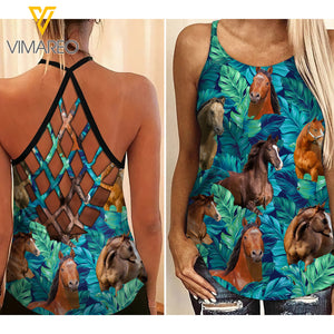 American Quarter Horse Hawaii Criss-Cross Open Back Camisole Tank Top AUG-HQ31