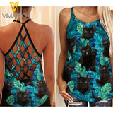 Black Cat Hawaii Criss-Cross Open Back Camisole Tank Top AUG-HQ31