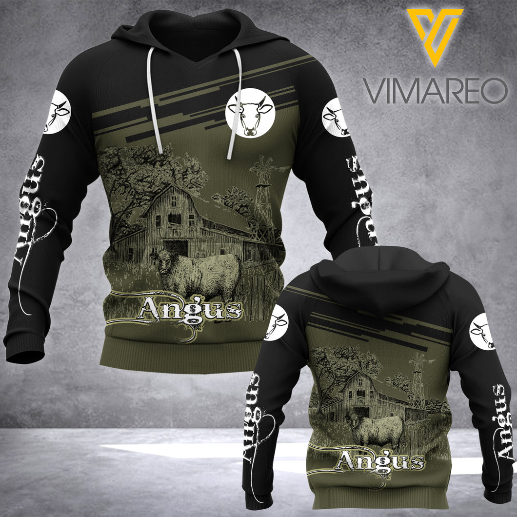 Angus cattle 3D printed hoodie JFD