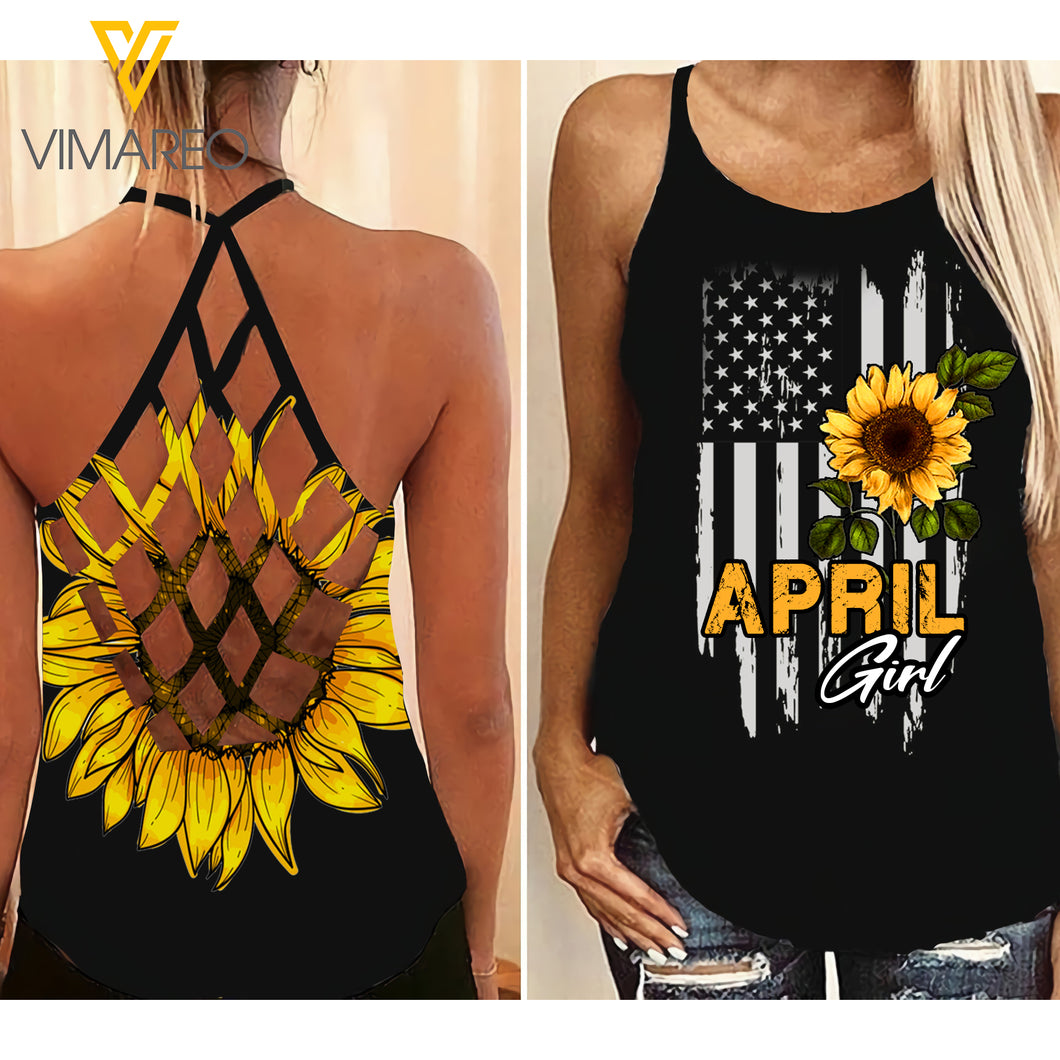 April Girl Criss-Cross Open Back Camisole Tank Top Legging CMER2