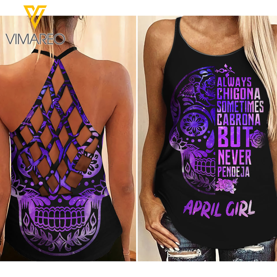 April Girl Criss-Cross Open Back Camisole Tank Top XNVBHE