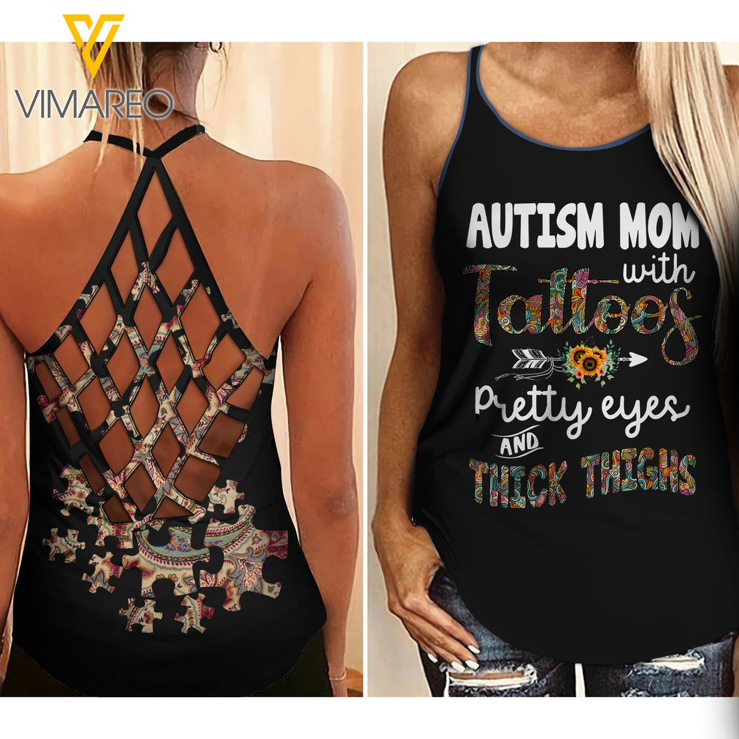 Autism Criss-Cross Open Back Camisole Tank Top AMLTC2
