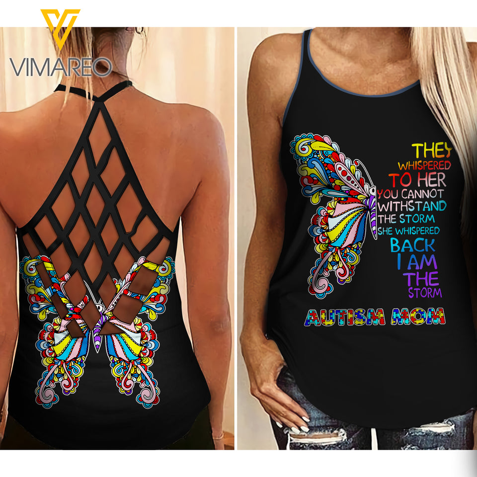 Autism Criss-Cross Open Back Camisole Tank Top AMLTC5