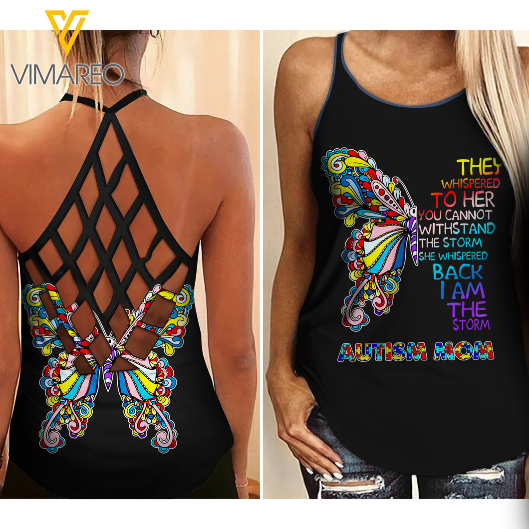 Autism Criss-Cross Open Back Camisole Tank Top AMLTC5