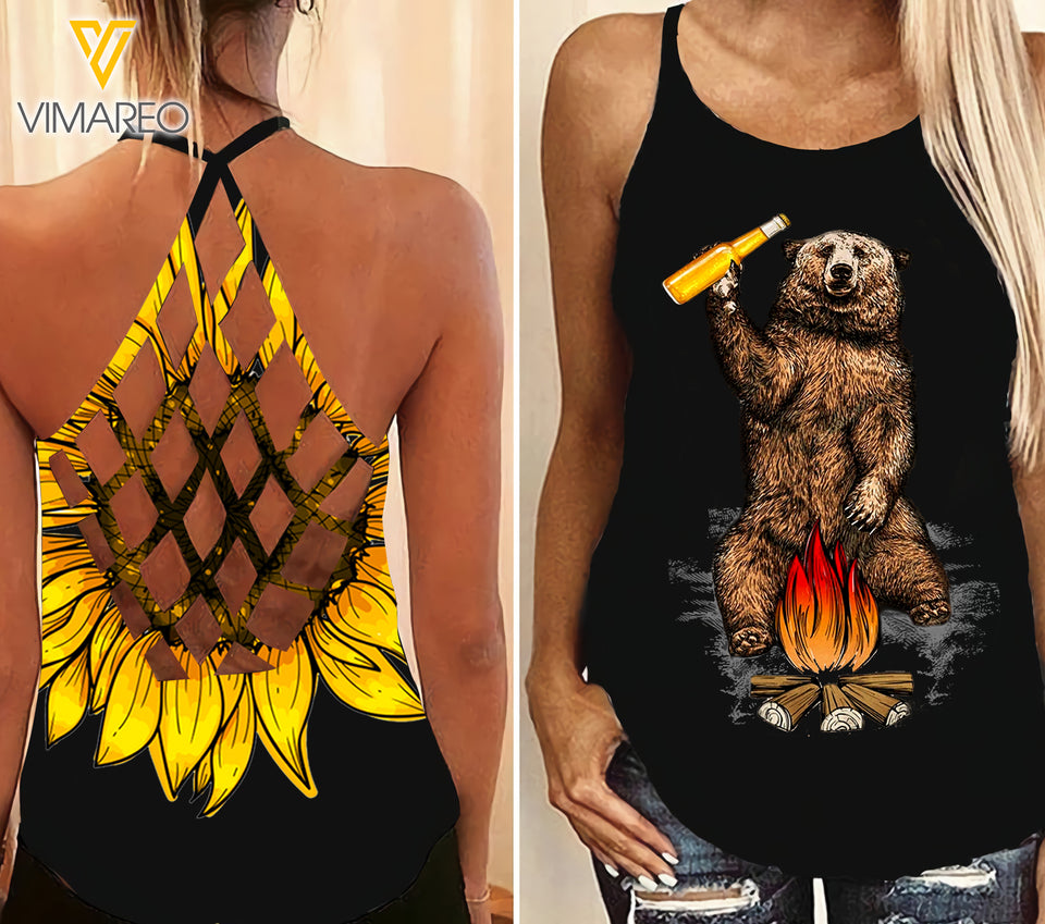 Bear Beer Criss-Cross Open Back Camisole Tank Top BCGWS