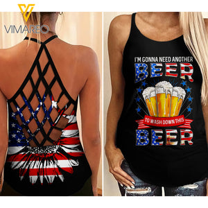 Another Beer Criss-Cross Open Back Camisole Tank Top NHEDJ