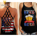 Another Beer Criss-Cross Open Back Camisole Tank Top NHEDJ