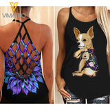 Chihuahua Dog Mom Criss-Cross Open Back Camisole Tank Top QSSKRT