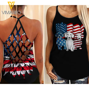 Dachshund Dog Criss-Cross Open Back Camisole Tank Top CBEGW