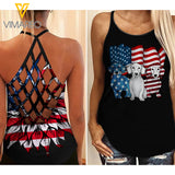 Dachshund Dog Criss-Cross Open Back Camisole Tank Top CBEGW