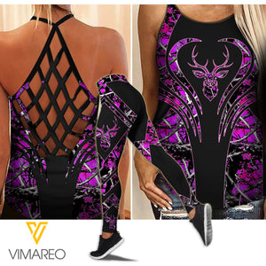 Hunting Girl Criss-Cross Open Back Camisole Tank Top Legging MCEFYE3