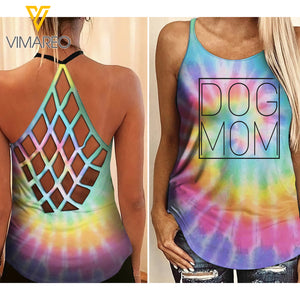 Dog Mom Criss-Cross Open Back Camisole Tank Top SKTDSG