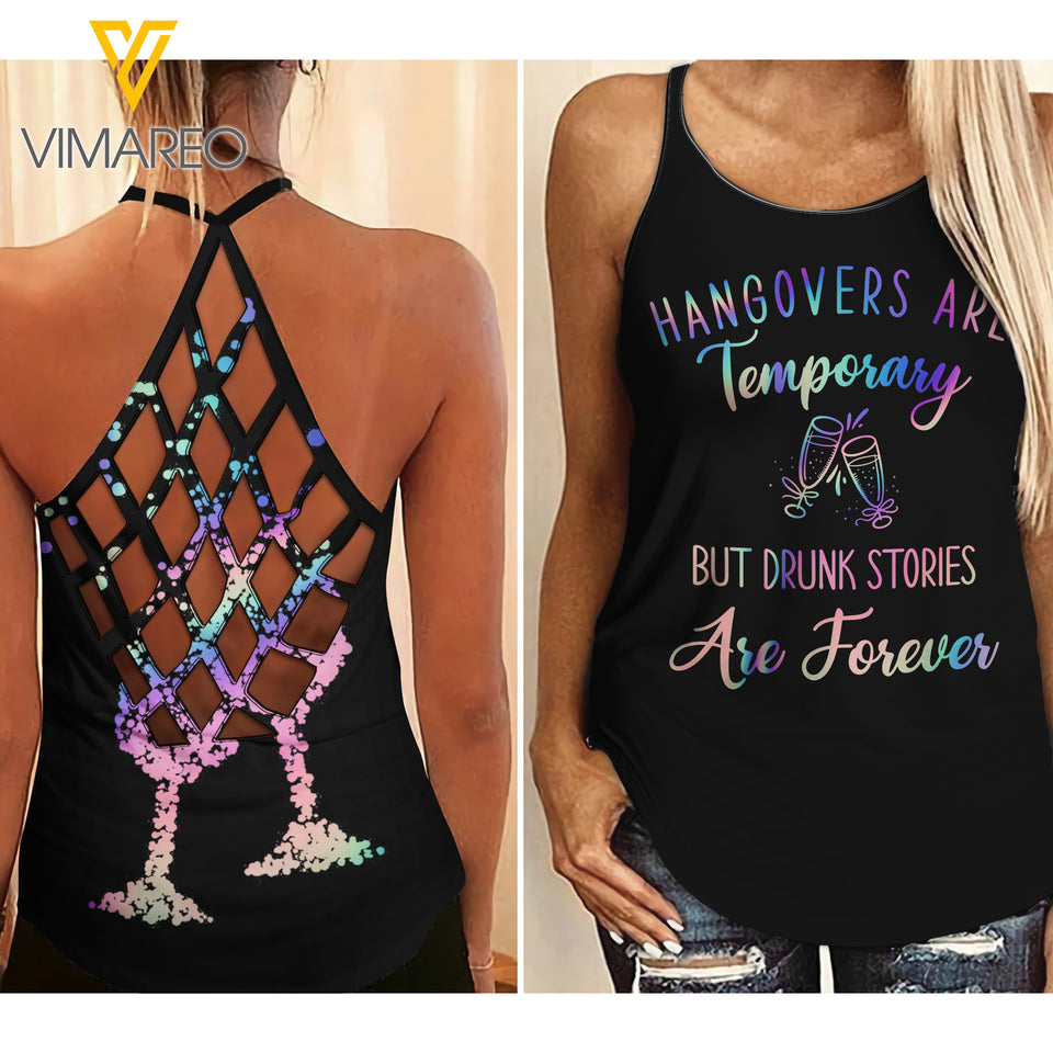 Drunk Stories Criss-Cross Open Back Camisole Tank Top TKERH
