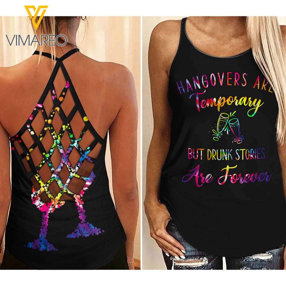 Drunk Stories Criss-Cross Open Back Camisole Tank Top TKERH