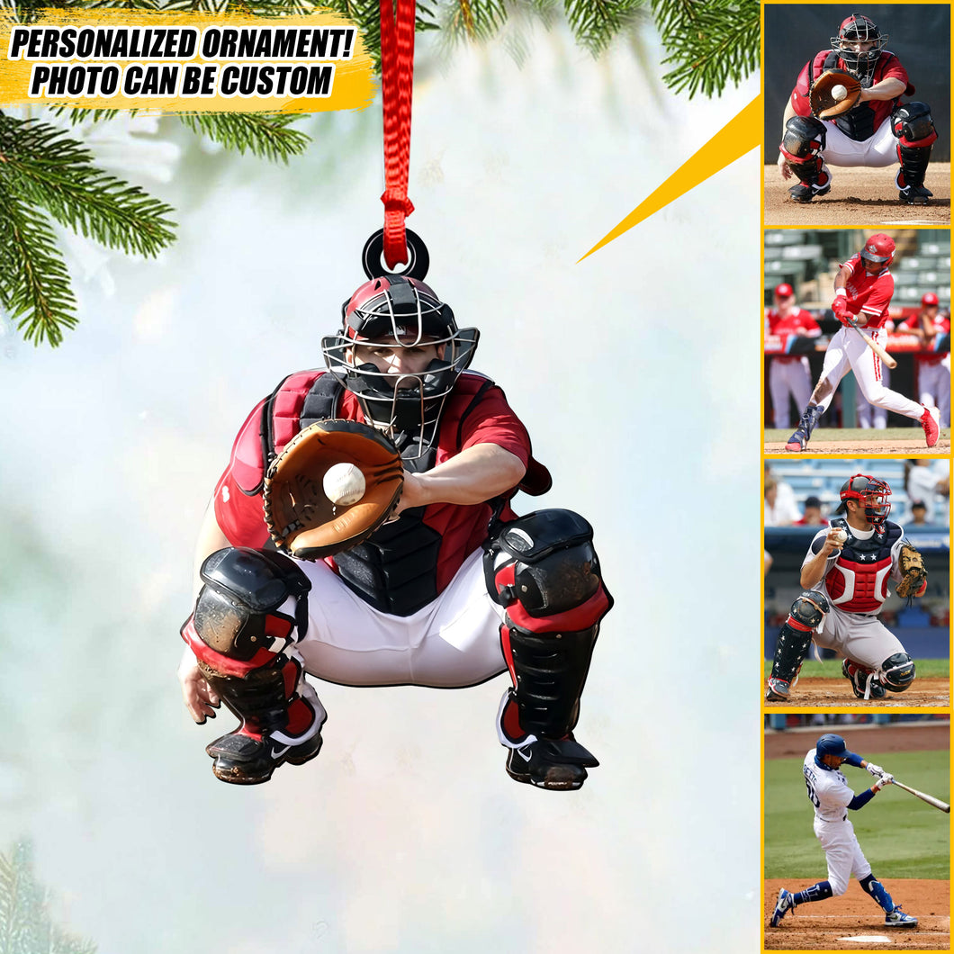 Personalized Image Christmas Baseball Wood Ornament Printed 22OCT-HQ03