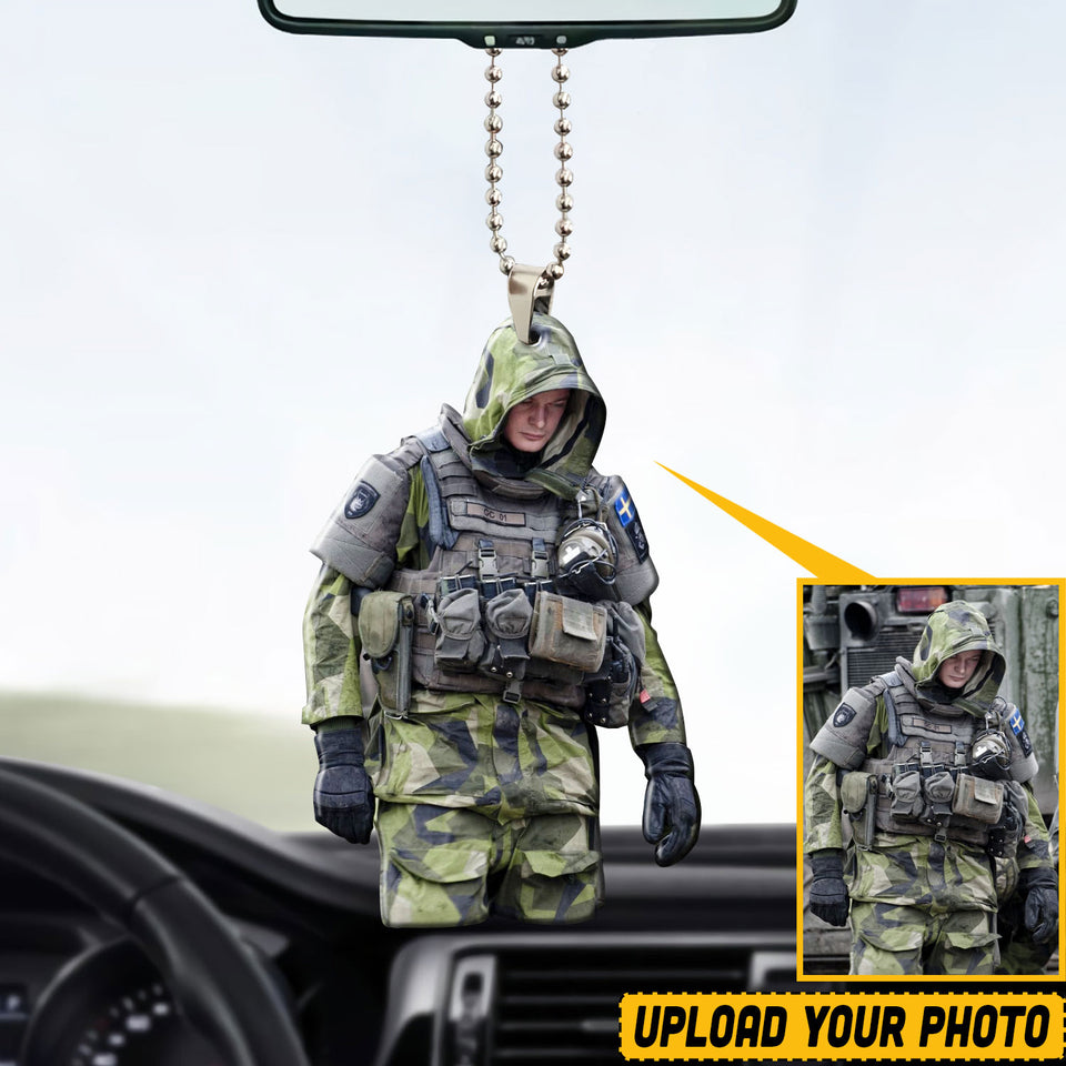 Personalized Swedish Soldier/Veterans Image Car Hanging Printed 22AUG-HQ04