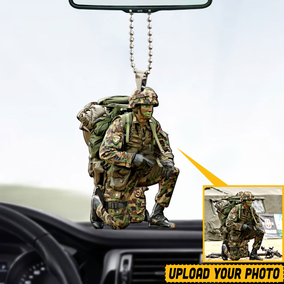Personalized Swiss Soldier/Veterans Image Car Hanging Printed 22AUG-HQ04