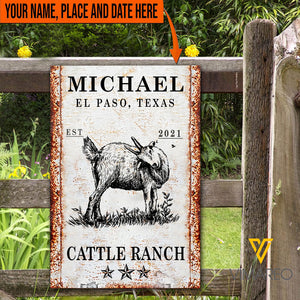 Personalized Goat Cattle Ranch Printed Metal Sign MAY-HQ11