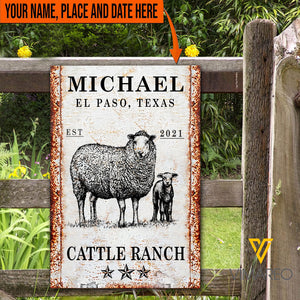Personalized Sheep Cattle Ranch Printed Metal Sign MAY-HQ11