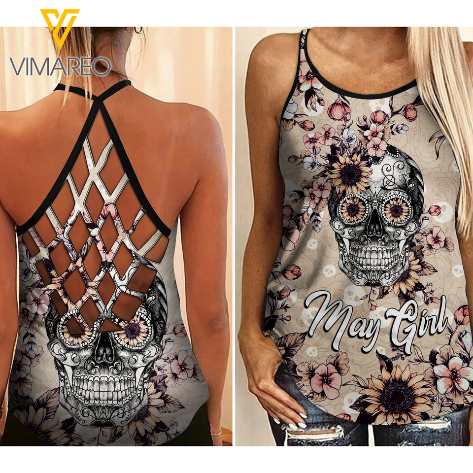 May Girl Criss-Cross Open Back Camisole Tank Top MKLSK