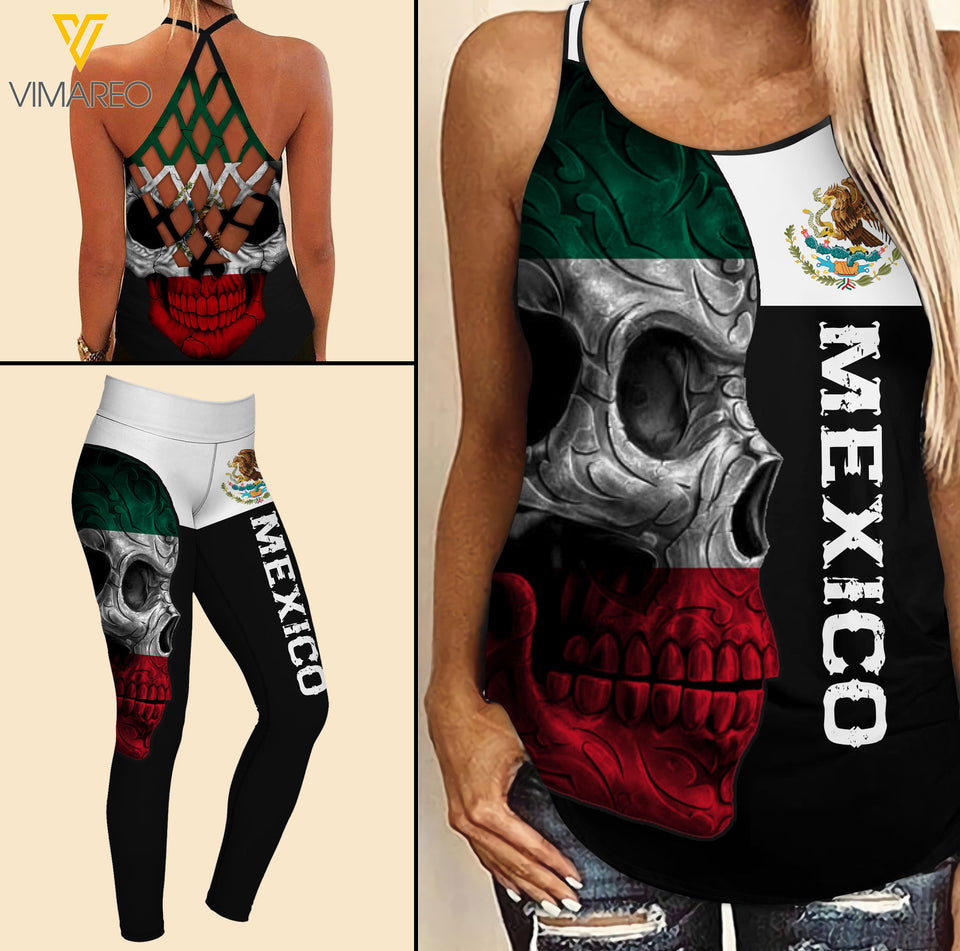 Mexico Criss-Cross Open Back Camisole Tank Top Legging UCHYES4