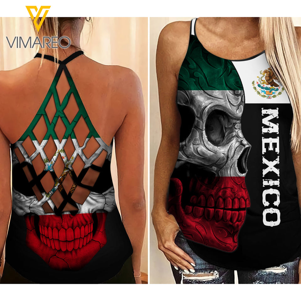 Mexico Criss-Cross Open Back Camisole Tank Top Legging UCHYES4