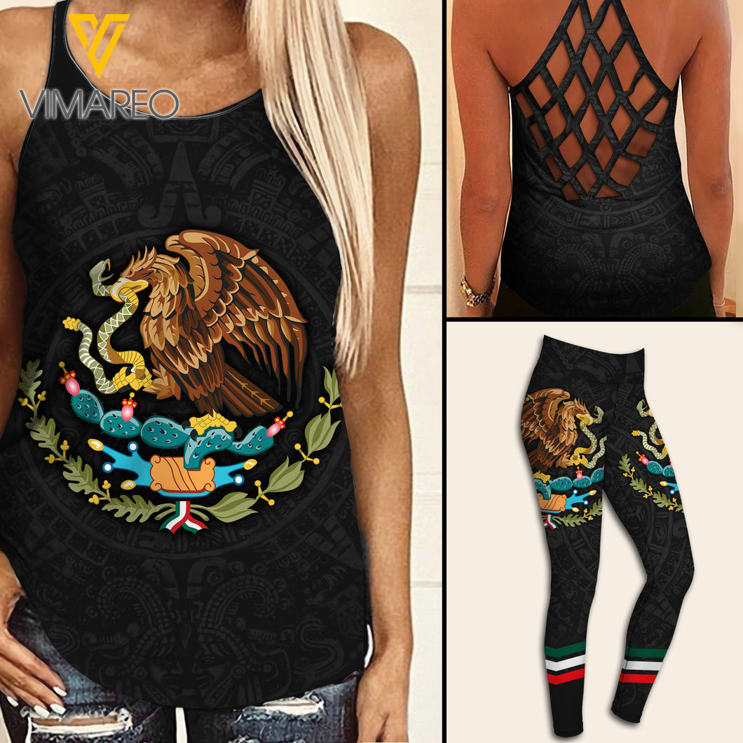 Mexico Criss-Cross Open Back Camisole Tank Top Legging UCHYES2